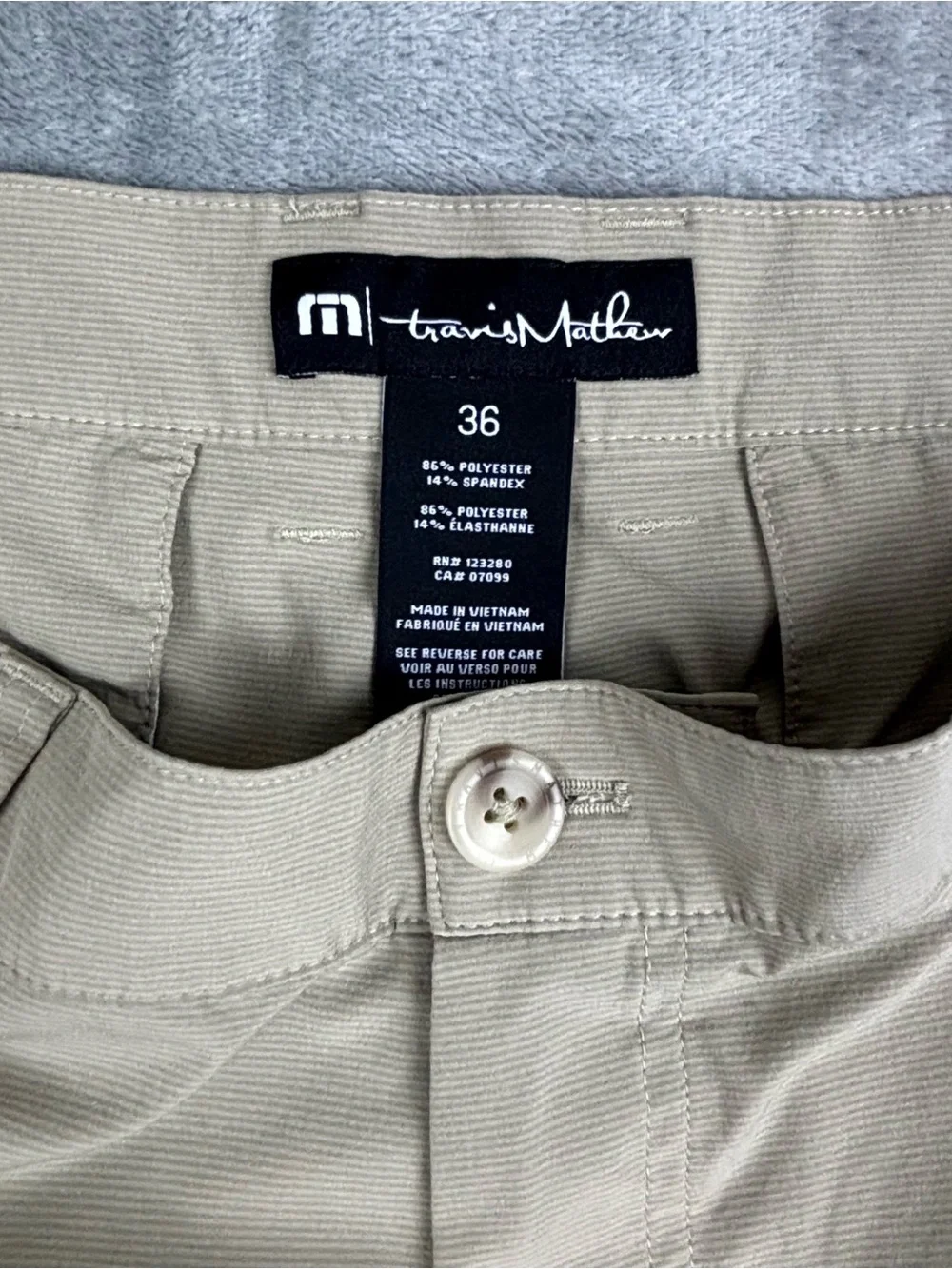 Travis Mathew Carlsbad Shorts Mens 36 Beige Performance Stretch Golf